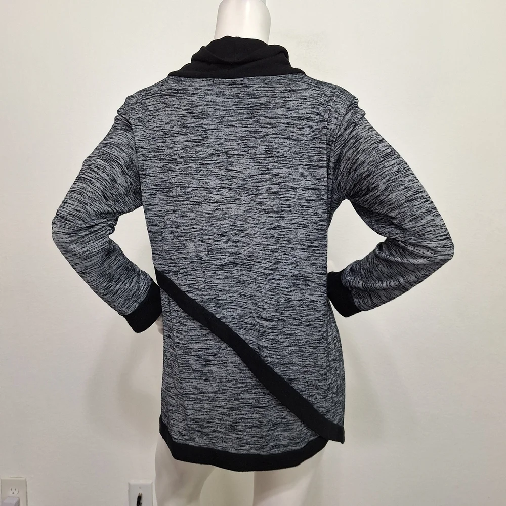 Hail3Y:23 Heather Gray Black Academia Lagenlook Cowl Neck Cozy Sweater Size XL